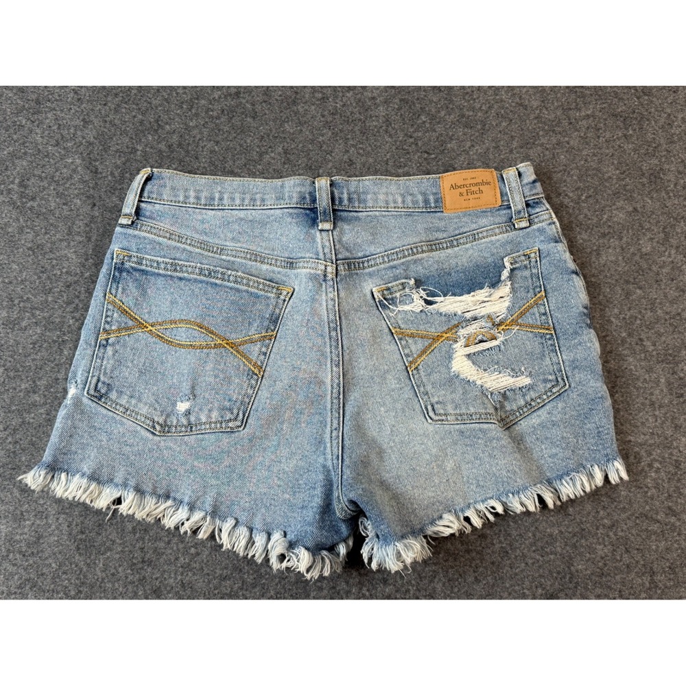 Abercrombie & Fitch Boyfriend Short Women 28 6 Blue Distressed Mid Rise Festival - Picture 8 of 8